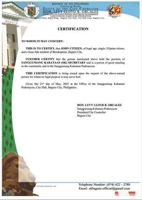 Philippines certificate of good standing Word and PDF template, version 8